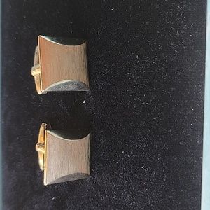 Vintage Foster Gold Tone Square Cufflinks Mid Century Modern Minimalist